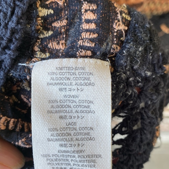 Free People Black Santorini Black and Gold Embroidered Top - Picture 9 of 16